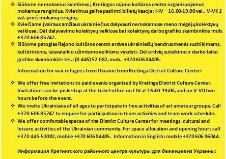 Informacija karo pabėgėliams iš Ukrainos